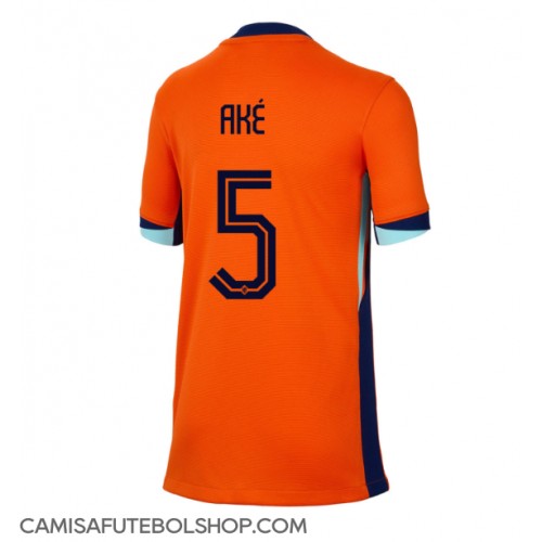 Camisa de time de futebol Holanda Nathan Ake #5 Replicas 1º Equipamento Feminina Europeu 2024 Manga Curta